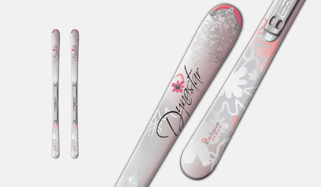 visuel pour l’habillage graphique des skis Exclusive Active de Dynastar, réalisé par Laurent Agier, en agence de communication