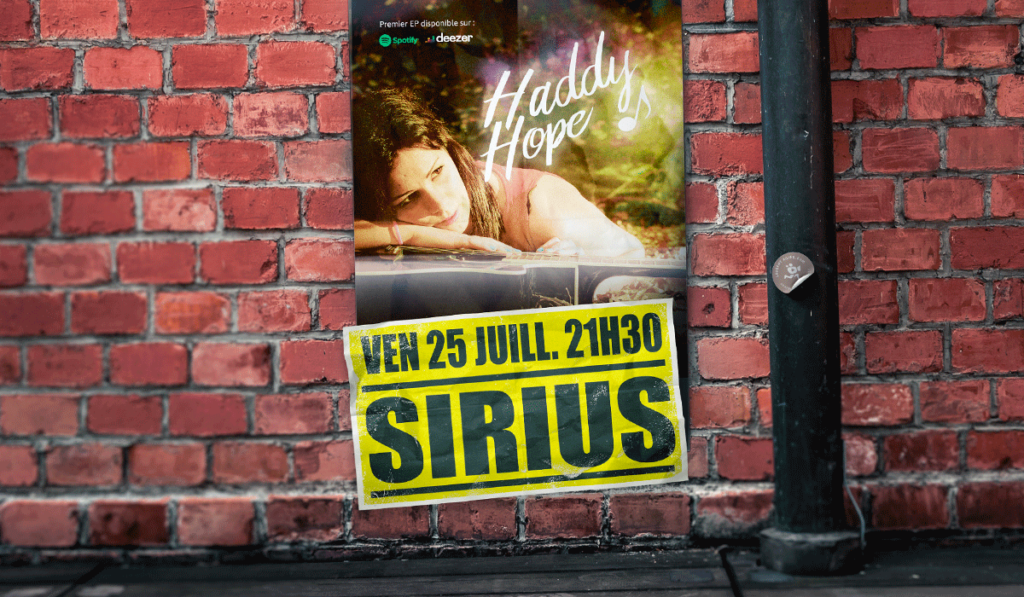 visuel d'une affiche de concert d’Haddy Hope, réalisée par Laurent Agier, agence de communication à Toulon