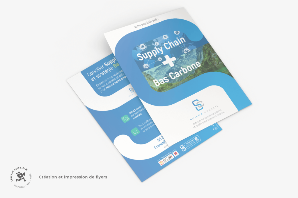 Réalisation de flyers A5 pour Scilog Conseil, par Laurent Agier, agence de communication basée sur Toulon